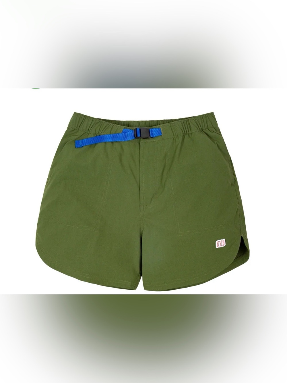 Topo Designs Olive Green Shorts with Blue Waist Belt